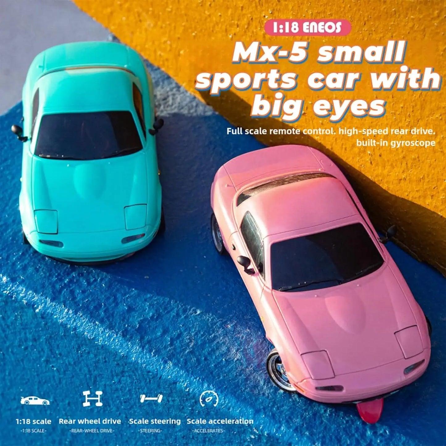 LDRC 1/18 RC Drift Car LD1804 Mazda MX5 2.4GHz with ESP Gyro LED Lights Full Scale RC Toy Racing Cars For Kids Toy Gift